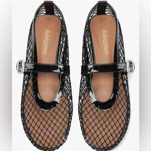 Mesh Black flat Ballet shoes - Size 11 (runs small, fits like a 9.5 - 10).
